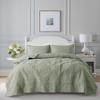 B2EVER Green Damask Quilt Queen Size Bedding Sets with 2 Pillow Shams, Boho Bedspread Lightweight Soft Farmhouse Vintage Bohemian Coverlet Retro Jacquard Pattern Bed Cover for All Season, 3 Pieces view 1