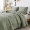 B2EVER Green Damask Quilt Queen Size Bedding Sets with 2 Pillow Shams, Boho Bedspread Lightweight Soft Farmhouse Vintage Bohemian Coverlet Retro Jacquard Pattern Bed Cover for All Season, 3 Pieces view 4