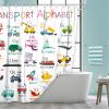 Grtuspr Vehicles Alphabet Shower Curtain for Kids, Kid Excavator Tractor Machinery Trucks Curtain, Construction Vehicle Boys, Bulldozer Crane Bath Equipment Truck view 3