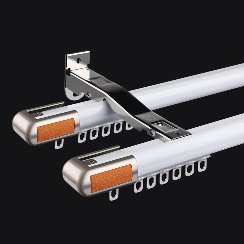 Curtain Double Tracks, Heavy Duty Aluminum Alloy Curtain Rails For Living Room Bedroom Room Divider, Easy To Install, Customized Length Curtain Tracks System ( Color : White-Side Mount , Size : 3.8M )