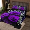 Valentine's Day Bedspread Queen Size,Rose Flowers Romantic Coverlet Set,Girls Women Room Decor,Florals Rustic Farmhouse Quilted Coverlet,Purple Dreamy Bedding Quilt,2 Pillowcases view 1