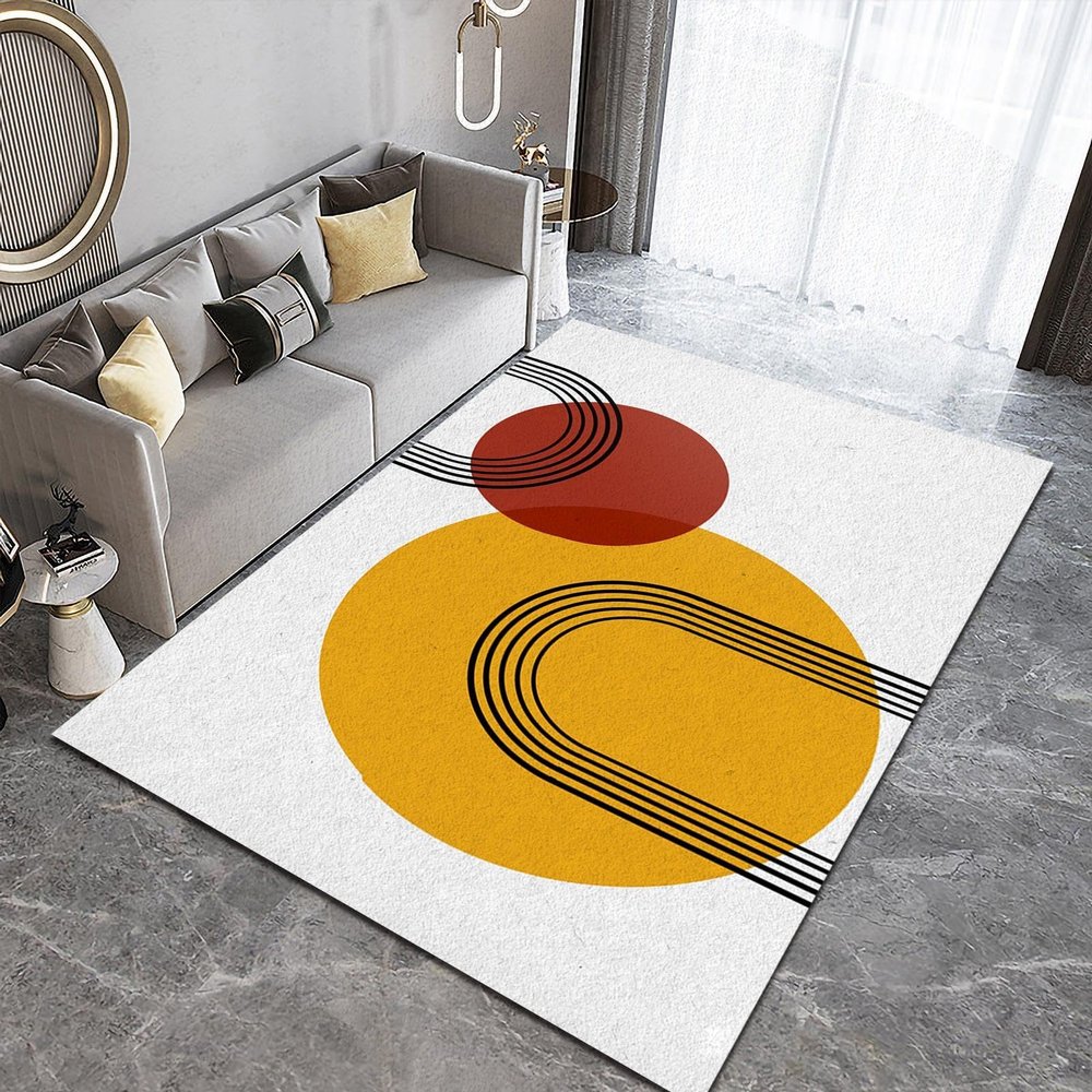 Abstract Art Mid Century Geometric Area Rugs, Bohemian Art Line Geometry Soft Washable Carpet, Upholstery Rug with Non-Slip Backing for Kids Boys Girls Bedroom Living Room Dining Room 3ftx5ft