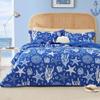 Love's cabin King Size Quilt Bedding Set Coastal Blue Bedspreads - Summer Beach Nautical Lightweight Bedspread- Reversible Bedding Coverlet for All Season - 3 Piece (1 Quilt, 2 Pillow Shams) view 1