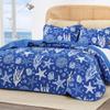 Love's cabin King Size Quilt Bedding Set Coastal Blue Bedspreads - Summer Beach Nautical Lightweight Bedspread- Reversible Bedding Coverlet for All Season - 3 Piece (1 Quilt, 2 Pillow Shams) view 2