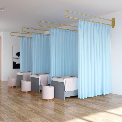 Commercial Spa Partition Privacy Curtain, Wall-Mounted Room Divider Curtain Kit Divider Screen for Protection Privacy, Fitting Room Beauty Salon Bedroom Use ( Color : 2.3m L Gold pole , Size : 1pcs Bl