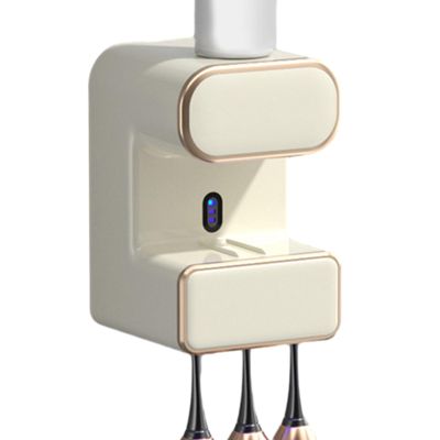 YOXIER Toothpaste Dispenser,Electric Toothpaste Dispenser,Auto Toothpaste Dispenser Squeezer with Sensor for Daily Home Cleaning, mouthwash,Toothpaste Dispenser Beige