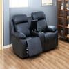 A Ainehome Recliner Sofa and Loveseat Sets Living Room Furniture Breathing Leather Reclining Couch for Office/Theater Seating (C-Leather Black, Loveseat) view 1