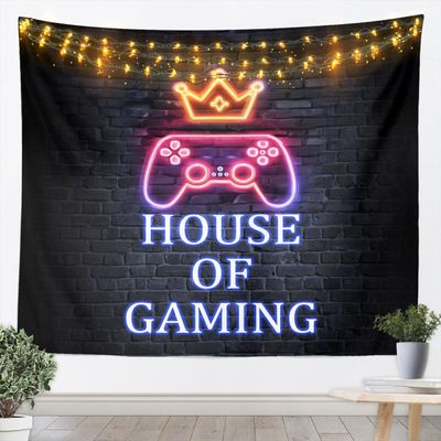 Gaming Gamepad Kids Tapestry,Video Games Controller Modern Fashion Wall Tapestries,Boys Girls Men Room Decor,Brick Wall Vintage Wall Hanging,Colorful Chic Home Wall Decor,Large 59.1 x 82.7 Inches