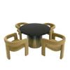 Limari Home Eltileah Collection Modern 4 Persons Round Dining Table with Matte Ash Top, Black, Gradient view 3
