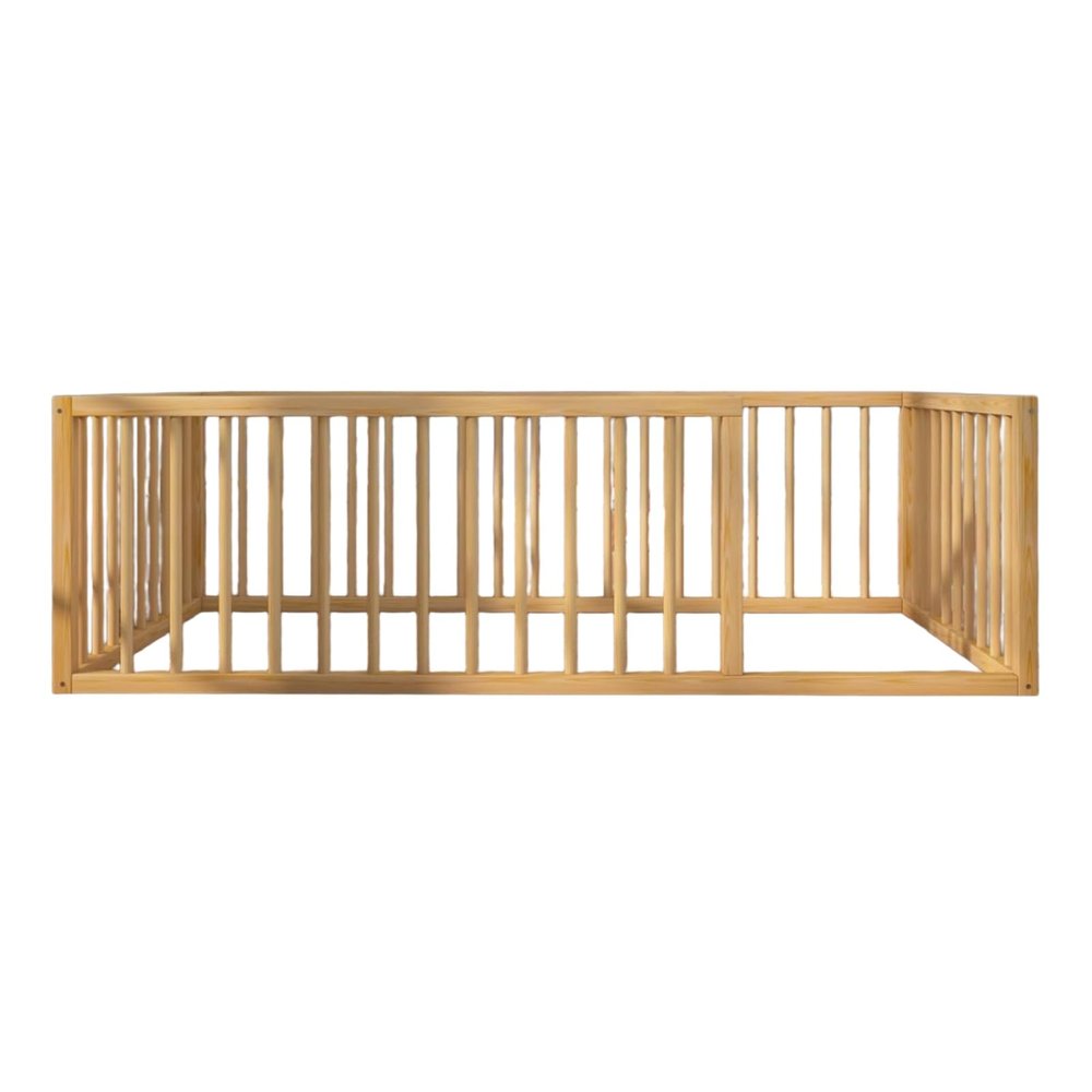 Montessori Floor Bed for Toddler | Pine Wood Natural Solid Frame Bed | Sturdy Design Floor Bed Frame for Boy and Girls (King, Height : 17 Inches)