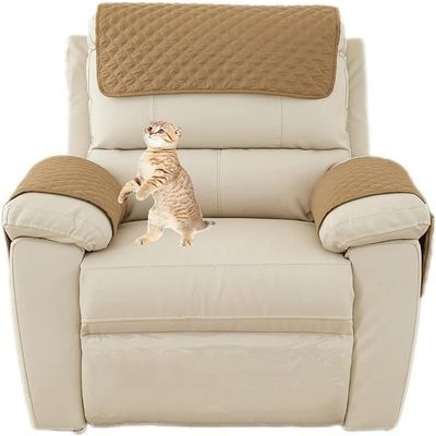 3/4/5 Pcs/Set Recliner Chair Sofa Covers for Large/Small ReclinerSofa Armrest Cover Washable Sofa Headrest Slipcovers with Pocket Nonslip Armchair Cover Quilted Furniture Protector for Recliner ( Colo