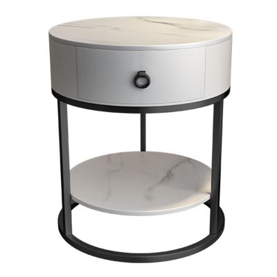 NOIRDA Night Stand Wood Sofa Couch Table with Drawer, 505058cm Morden Round Side Cabinet with Shelf, Coffee Table Nightstand for Living Room, Bedroom(Color:Black-A)