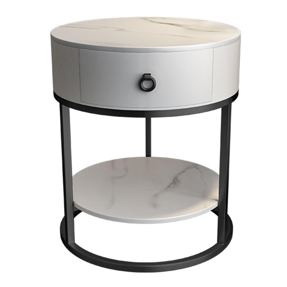 NOIRDA Night Stand Wood Sofa Couch Table with Drawer, 505058cm Morden Round Side Cabinet with Shelf, Coffee Table Nightstand for Living Room, Bedroom(Color:Black-A)