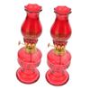 ABOOFAN 2pcs Retro Red Kerosene Lamp Traditional Glass Oil Lanterns for Weddings Home Decor and Special Occasions Decorative Lighting Smooth Edges and view 1