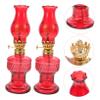 ABOOFAN 2pcs Retro Red Kerosene Lamp Traditional Glass Oil Lanterns for Weddings Home Decor and Special Occasions Decorative Lighting Smooth Edges and view 3
