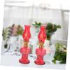 ABOOFAN 2pcs Retro Red Kerosene Lamp Traditional Glass Oil Lanterns for Weddings Home Decor and Special Occasions Decorative Lighting Smooth Edges and view 4
