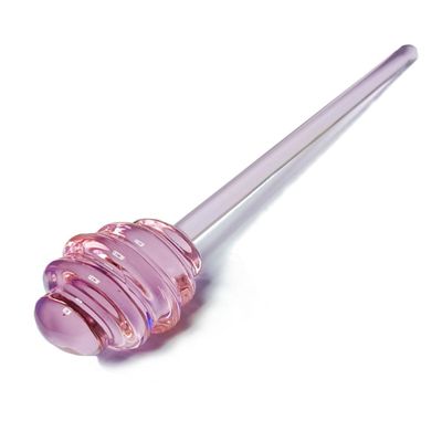 fodtahee 6'' Honey Stirring Stick, Glass Stick, Honey Spoon, Honeycomb Stick, Kitchen Baking Tools (Pink Color)