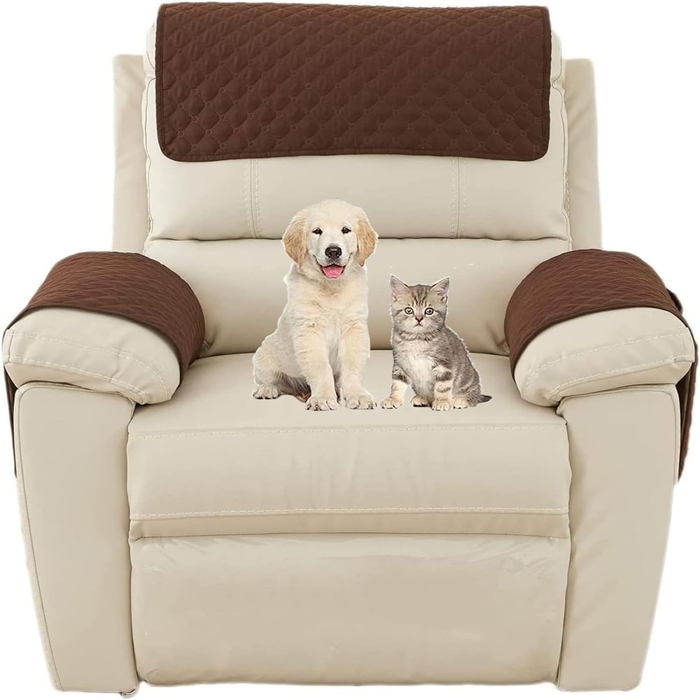 3/4/5 Pcs/Set Recliner Chair Sofa Covers for Large/Small ReclinerSofa Armrest Cover Washable Sofa Headrest Slipcovers with Pocket Nonslip Armchair Cover Quilted Furniture Protector for Recliner ( Colo