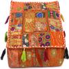 Alia Enterprises Indian Large Square Mandala Patchwork Cotton Floor Pillow Cushion Cover Meditation Boho Bohemian Cushion Pouf Cover - Cover ONLY (22x22x5 Inches, Orange) view 2