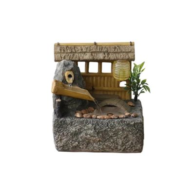 AMONG Tabletop Fountains Rural Rockery Flowing Water Decoration Round Fountain Water Feature Living Room Home Desktop Fountain Indoor Waterfall Feature