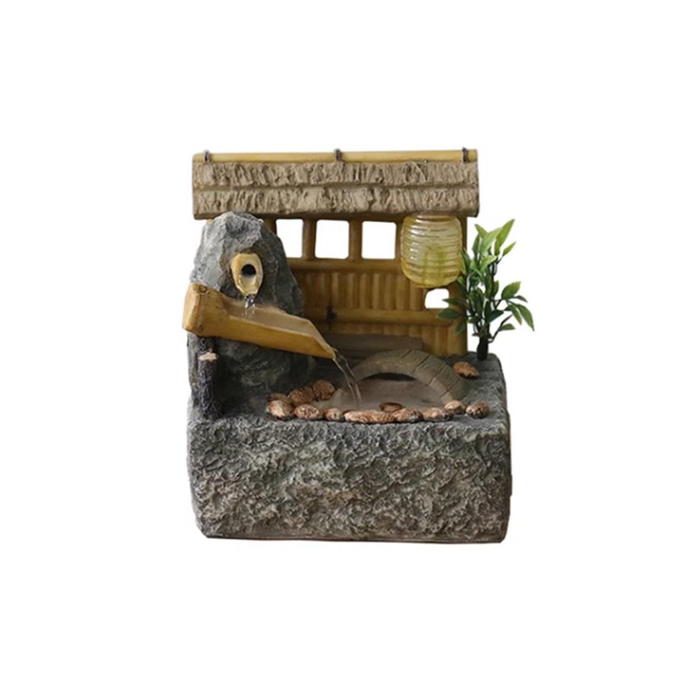 AMONG Tabletop Fountains Rural Rockery Flowing Water Decoration Round Fountain Water Feature Living Room Home Desktop Fountain Indoor Waterfall Feature