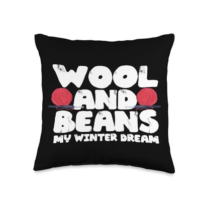 Wool and beans my winter dream Throw Pillow