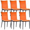 AYARNA Artificial Leather Dining Chairs Set of 6 Kitchen Bedroom Room Balcony Sofa Chair Carbon Steel Leg Dressing Table Makeup Chair(Bright Orange) view 1