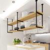 Ceiling Hanging Storage Rack, 2 Tier Solid Wooden Partition Shelf, Industrial Iron Pipe Organizer Shelves, Plate Stand Pot Holder for Kitchen Bar Restaurant - Easy to Install ( Size : 80x30x80cm ) view 2