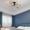 Chandelier Ceiling Light Modern Crystal Glass Chandelier Black Pendant Light Mid-Century Chandelier Fixtures Compatible with Dining Room Bedroom Living Room E27 Bulbs-Blue 6 head Home Decor Lamp ,pend view 2