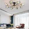 Chandelier Ceiling Light Modern Crystal Glass Chandelier Black Pendant Light Mid-Century Chandelier Fixtures Compatible with Dining Room Bedroom Living Room E27 Bulbs-Blue 6 head Home Decor Lamp ,pend view 3