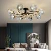 Chandelier Ceiling Light Modern Crystal Glass Chandelier Black Pendant Light Mid-Century Chandelier Fixtures Compatible with Dining Room Bedroom Living Room E27 Bulbs-Blue 6 head Home Decor Lamp ,pend view 4