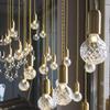 LED Modern Chandelier Lamp, Modern Simplicity Light Spherical Crystal Glass Bulb Crystal Hanging Lamp Fixture G9 Gold plated Metal Pendant Light Fitting Restaurant Suspension Lantern Compatible with C view 4