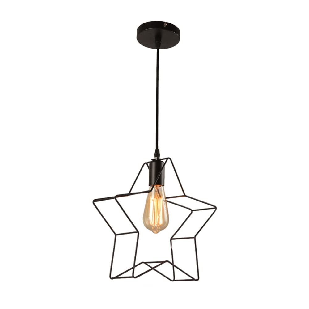 V-intage Star Chandelier Metal Cage Chandeliers Black - Chandeliers Metal Retro Hanging Lamp E27 Single Head Lighting Fixtures Restaurant Pendant Shade Ceiling Pendant Light Kitchen Light ,pendant