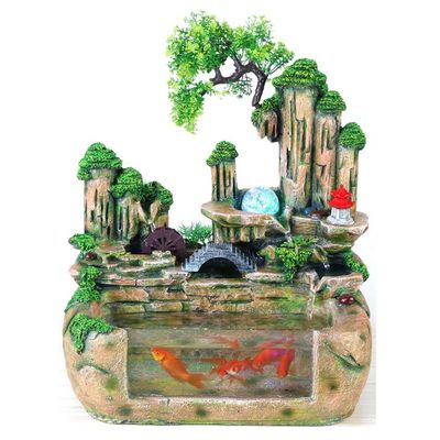 AMONG Tabletop Fountains Tabletop Fountain Rockery Water Fountain Resin Home Decorations Office Hotel Desktop Fish Tank Ornaments Indoor Waterfall Feature (Color : Without Atomization)