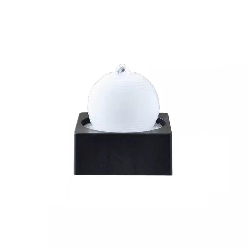 AMONG Tabletop Fountains Living Room White Desktop Small Flowing Water Modern Minimalist Office Round Fountain Decoration Plastic Desktop Fountain Indoor Waterfall Feature(White)