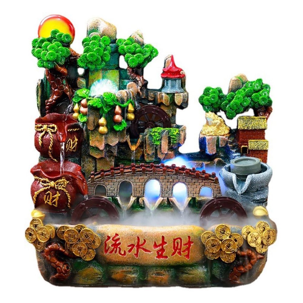 AMONG Tabletop Fountains Tabletop Fountain Living Room Circulating Water Decorative Ornaments Rockery Water Fountain Resin Tabletop Fountain Indoor Waterfall Feature