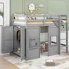 Brabrety Unique Wood Twin Size Loft Bed with Built-in Storage Wardrobe and 2 Windows,for Kids Boys Girls Teens Adults Bedroom (Gray@Windows, Twin) view 1