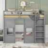 Brabrety Unique Wood Twin Size Loft Bed with Built-in Storage Wardrobe and 2 Windows,for Kids Boys Girls Teens Adults Bedroom (Gray@Windows, Twin) view 3