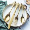 Gold Silverware Set 32 PCS,Fine Carving Flatware Set for 8, Food-Grade Stainless Steel include Dinner Forks Spoons Teaspoons Knives Home Kitchen Essentials for Home, Restaurant, Wedding, Party view 1