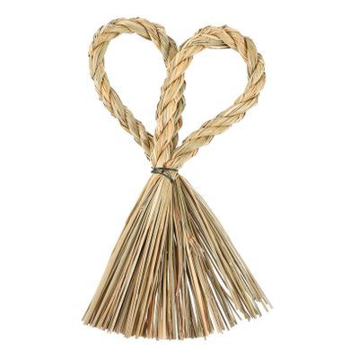 Cabilock DIY Heart-Shaped Straw Ring Wreath Decor 15cm Wall Hanging Craft Festive Home Dec