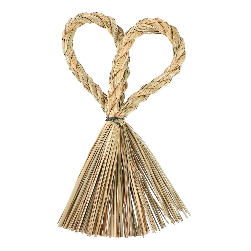 Cabilock DIY Heart-Shaped Straw Ring Wreath Decor 15cm Wall Hanging Craft Festive Home Dec