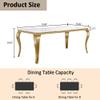 70'' Marble Dining Table for 8 People, Rectangle Marble Dining Table with MDF Top and Snake Stainless Steel Legs,Modern Marble Kitchen Table for Living Room Home Office, Silver view 2