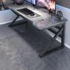 KWOKING Writing Desk with Black Metal Trestle Base Cable Management Wood Top Desktop Simple E-Sports Table Without Chair Desk Student Writing Desk Workbench Office Desk Grey 63" L x 24" W x 29" H view 1