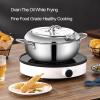 Deep Fryer, Tempura Deep Fryer, with Thermometer, with Tempered Glass CoverNon-stick Pan, Soup Pot, 304 Stainless Steel view 2
