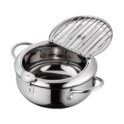 Household Deep Fryer, Tempura Deep Fryer, with Thermometer, Temperature Controllable Small Deep Fryer, 304 Stainless Steel (Color : A)