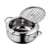 Household Deep Fryer, Tempura Deep Fryer, with Thermometer, Temperature Controllable Small Deep Fryer, 304 Stainless Steel (Color : A) view 1