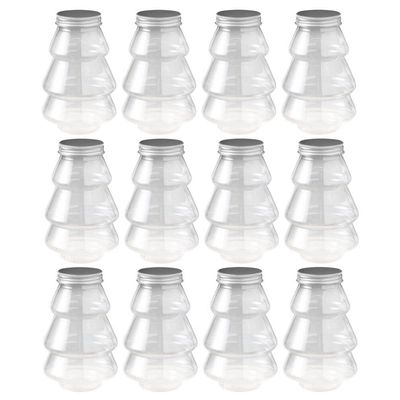 Healifty 12pcs Christmas Tree Juice Bottles Lid Portable Candy Jars for Boys and Girls Christmas Candy Holder Festive Treat Containers for Holidays and Parties