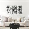 Metal Floral Wall Decor, Flowers Metal Wall Art, Flower Metal Wall Decor, 3 Piece Flower Wall Art, Nature Wall Art Framed, Wall Decor for Living Room, Housewarming Gift (53"x 29"| 135x75cm, Gold) view 2