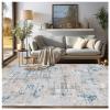 4x5 Area Rugs, Non Slip Backing Area Rug, Imitation Cashmere Carpet Machine Washable Rugs, Foldable Abstract Rug for Living Room (Blue/Tan/Light Gray, 4x5ft/48x60in/120x150cm) view 1