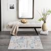 4x5 Area Rugs, Non Slip Backing Area Rug, Imitation Cashmere Carpet Machine Washable Rugs, Foldable Abstract Rug for Living Room (Blue/Tan/Light Gray, 4x5ft/48x60in/120x150cm) view 3